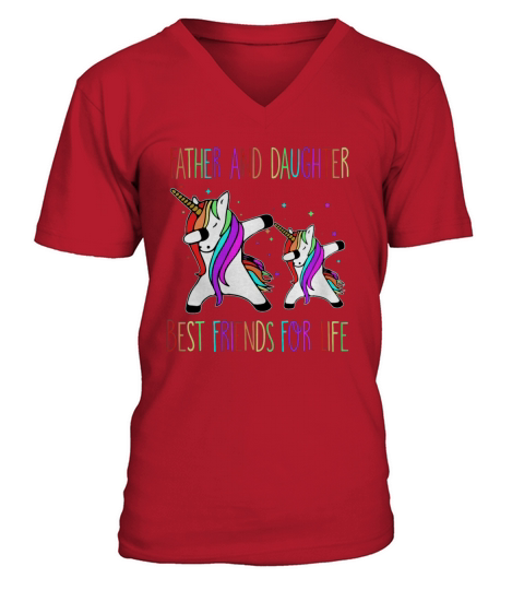 Father And Daughter Best Friends Dad Unicorn Shirt V-Neck T-shirt