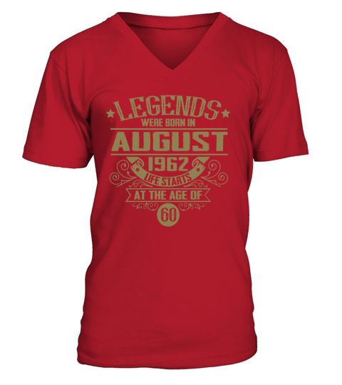 Funny Sayings August Birthday 1962 Vintage V-Neck T-shirt