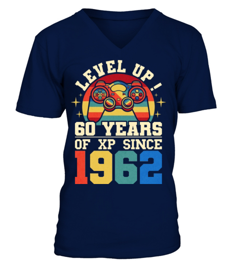 Geek Level 60 1962 60th Birthday Gamer V-Neck T-shirt