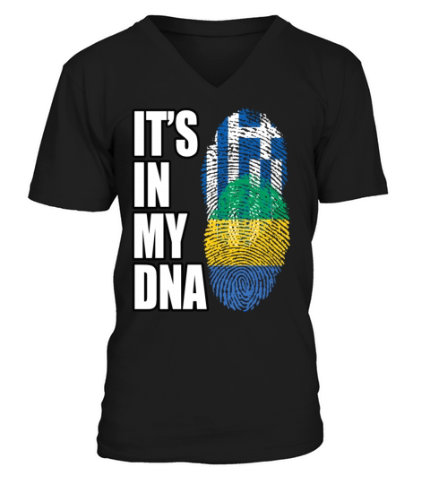 Greek And Gabonese Mix Heritage DNA Flag V-Neck T-shirt