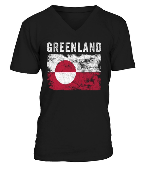 Greenland Flag Vintage Greenlander Flag V-Neck T-shirt