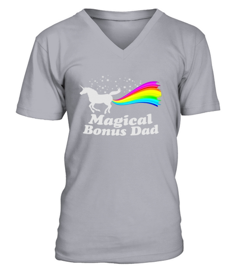 Magical Bonus Dad Unicorn Farting Rainbow T Shirt -Funny Tee Black Youth V-Neck T-shirt