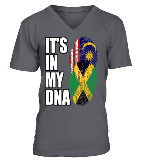 Malaysian And Jamaican Mix Heritage DNA Flag V-Neck T-shirt
