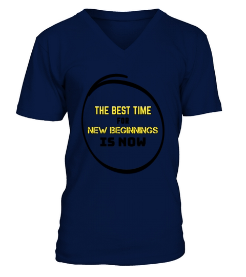 Motivational Quote - New Beginnings White V-Neck T-shirt