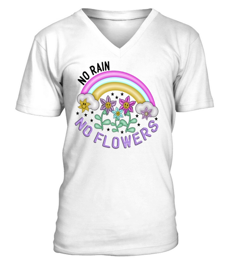 No Rain No Flowers Growth Mindset Inspiration V-Neck T-shirt