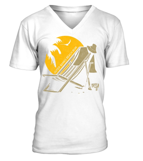 Outer Banks Beach Bum OBX Gold Vintage V-Neck T-shirt