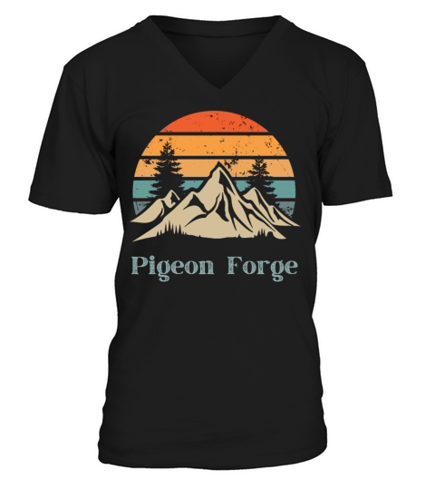 Pigeon Forge Retro Vintage Mountain Sunset Outdoor V-Neck T-shirt