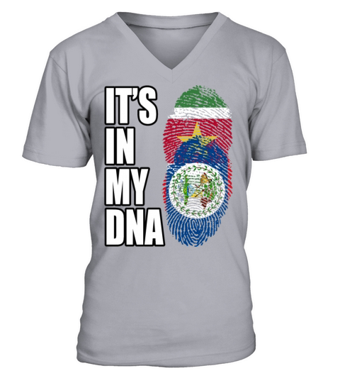 Surinamese And Belizean Vintage Heritage DNA Flag V-Neck T-shirt