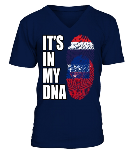 Thai And Samoan Vintage Heritage DNA Flag V-Neck T-shirt
