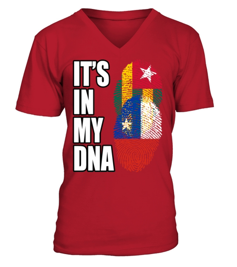 Togolese And Chilean Mix Heritage DNA Flag V-Neck T-shirt