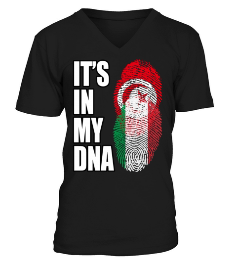 Tunisian And Italian Mix Heritage DNA Flag V-Neck T-shirt