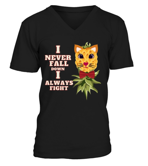 upside down pineapple with kitty cat funny face V-Neck T-shirt