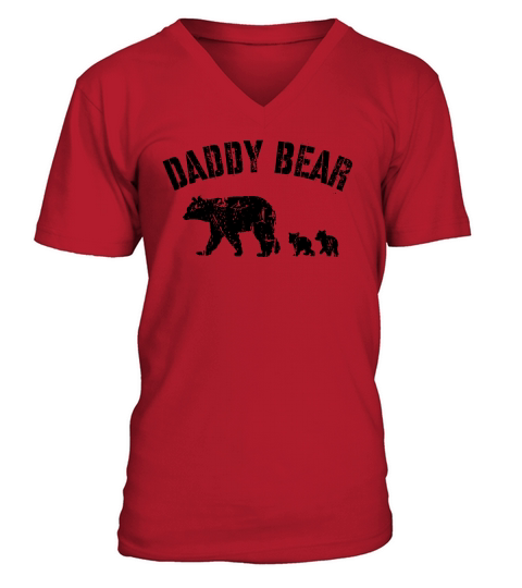Vintage Daddy Bear with 2 Two Cubs Dad Father Papa T-Shirt V-Neck T-shirt