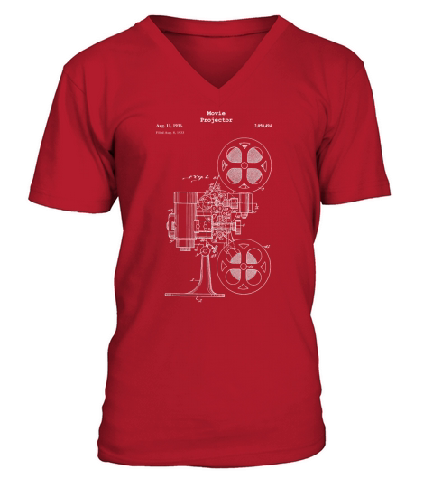 Vintage Movie Projector Blueprint Shirt - Film Cinema Video V-Neck T-shirt