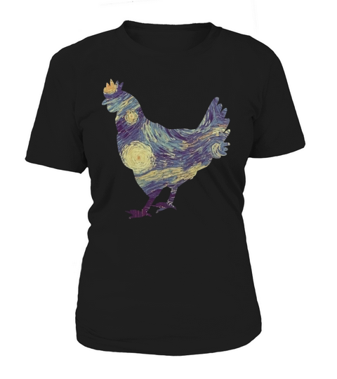 Chicken Shirt Farm Van Gogh Starry Night Funny T-Shirt Women's T-Shirt