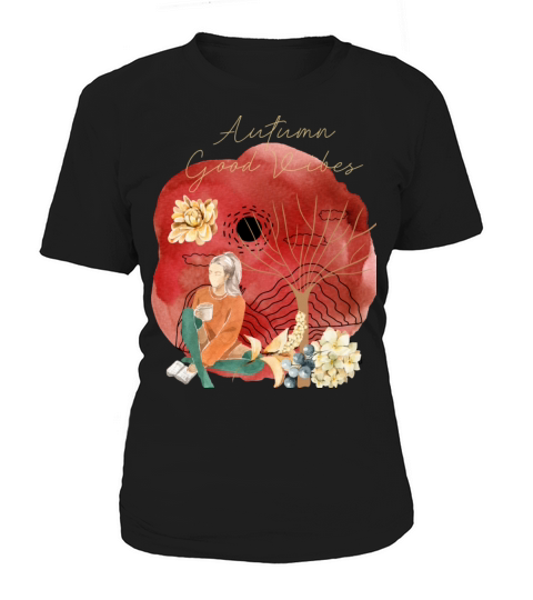 Fall Good Vibes Girl drink Cofee Red Women's T-Shirt