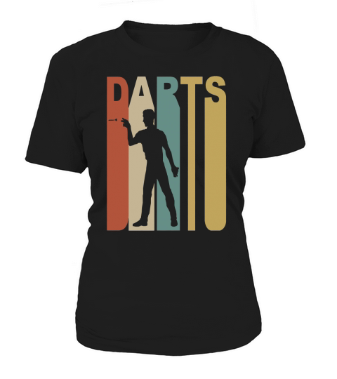 Retro 1970s Style Darts Player Silhouette Darts Women's T-Shirt
