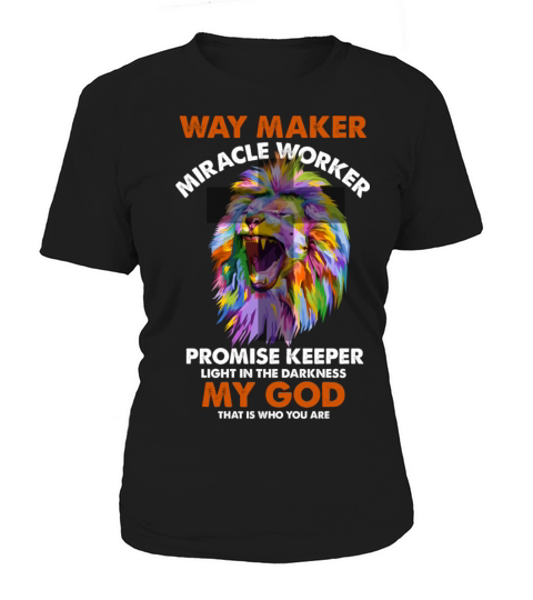Vintage Quote Lion Cross Light Colorful Waymaker M Women's T-Shirt