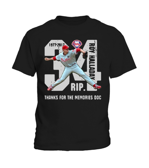 1977 2017 34 Roy Halladay Rip thanks for the Memories Doc Kids T-Shirt