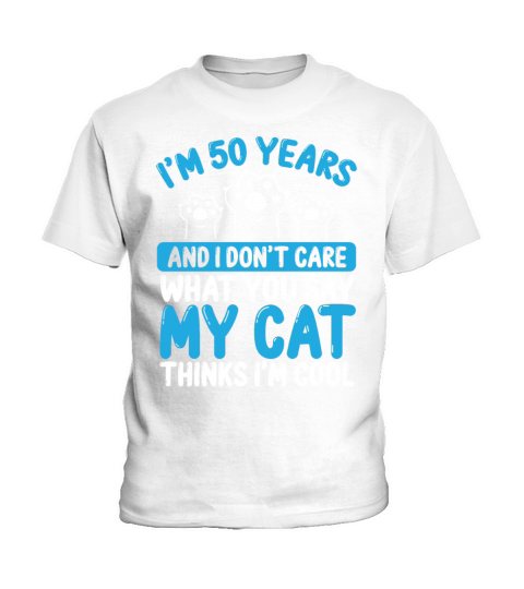 50th Birthday for Cat Dad 50 Year Old Cat Mom Kids T-Shirt
