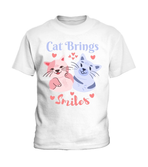 Cat Brings Smile Pet Cats Cartoon Kids T-Shirt