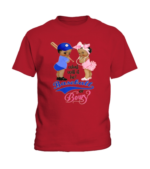 Ethnic Baseball or Bows Gender Reveal Party T-Shirt Kids T-Shirt