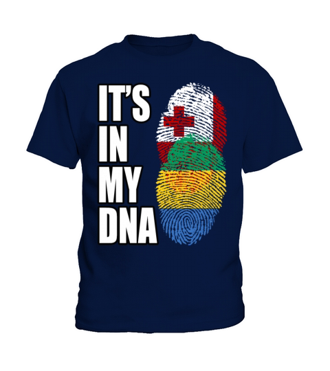 Tongan And Gabonese Mix Heritage DNA Flag Kids T-Shirt