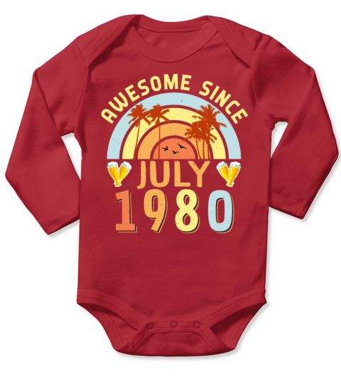 1980 In July Vintage Long Sleeve Baby One-Piece