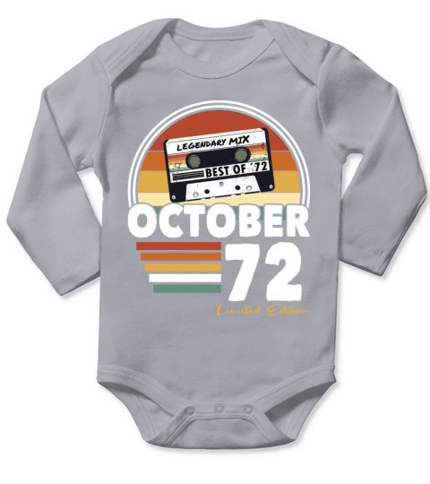 50th birthday vintage october 1972 limited edition Long Sleeve Baby One-Piece