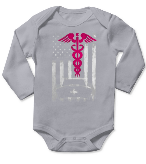 American Nurse Flag 2020 gift Long Sleeve Baby One-Piece