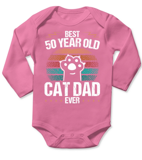 Best 50 Year Old Cat Dad Cat Father 50th Birthday Long Sleeve Baby One-Piece