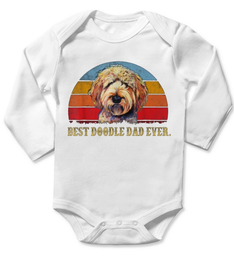 Best Doodle Dad Ever Vintage Long Sleeve Baby One-Piece
