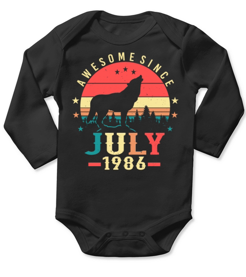 Birthday Greeting For July 1986 Long Sleeve Baby One-Piece