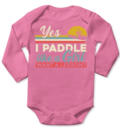 Canoe Canoeing Girl Vintage Retro Long Sleeve Baby One-Piece
