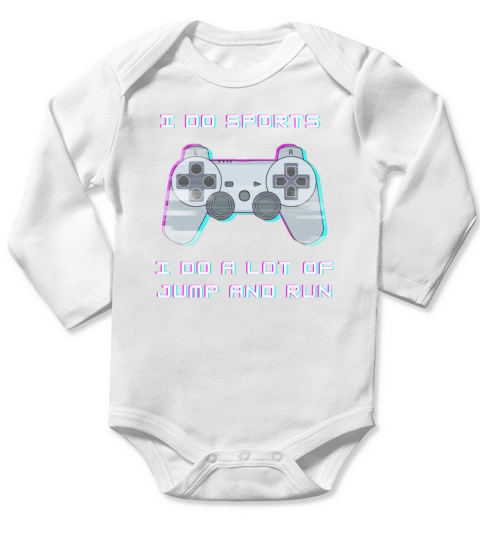 Funny Gaming Saying Gamer Jump and Run Sports Long Sleeve Baby One-Piece
