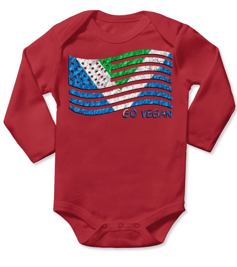 Go Vegan - Vintage US flag mixed with Vegan flag Long Sleeve Baby One-Piece