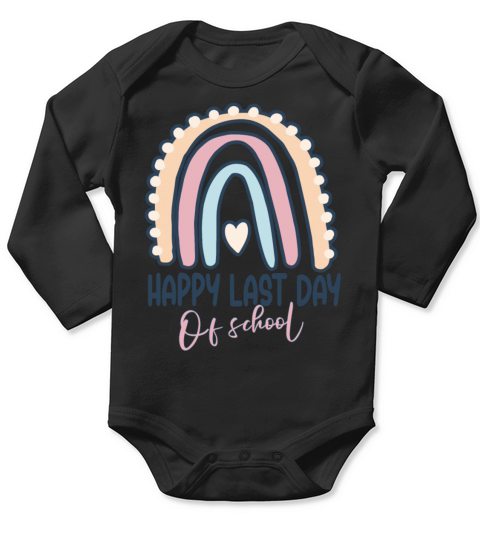 Happy Last Day Of School - Rainbow Heart Long Sleeve Baby One-Piece
