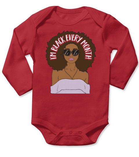 Im Black every Month African American Woman Long Sleeve Baby One-Piece