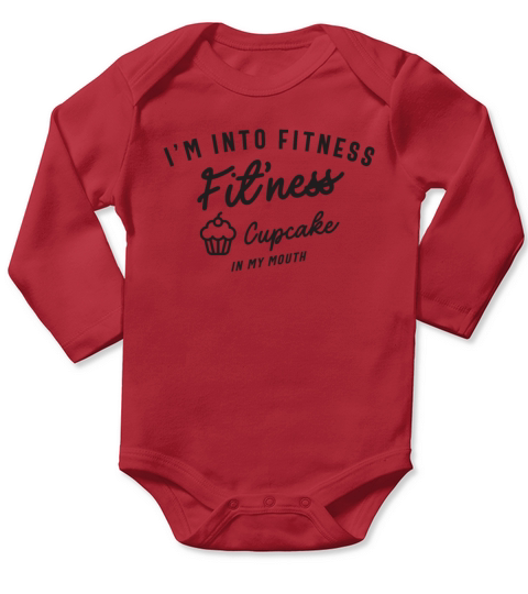Im Into Fitness Fitness Cupcake In My Mouth Long Sleeve Baby One-Piece