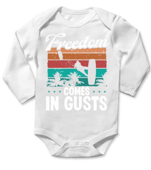 Kitesurfer Vintage Freedom Gusts Kiteboarder Retro Long Sleeve Baby One-Piece