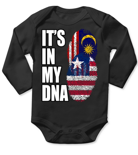 Malaysian And Liberian Mix Heritage DNA Flag Long Sleeve Baby One-Piece