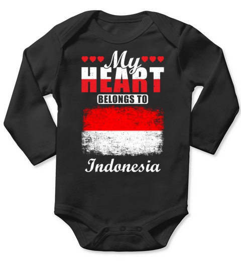 My Heart Belongs to Indonesia Long Sleeve Baby One-Piece