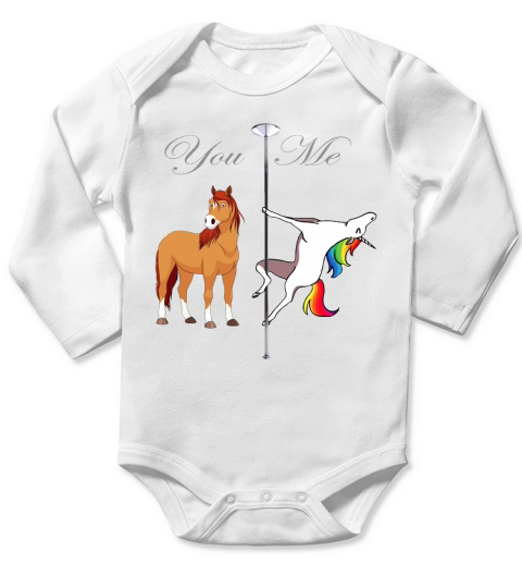 pole dancing unicorn Long Sleeve Baby One-Piece