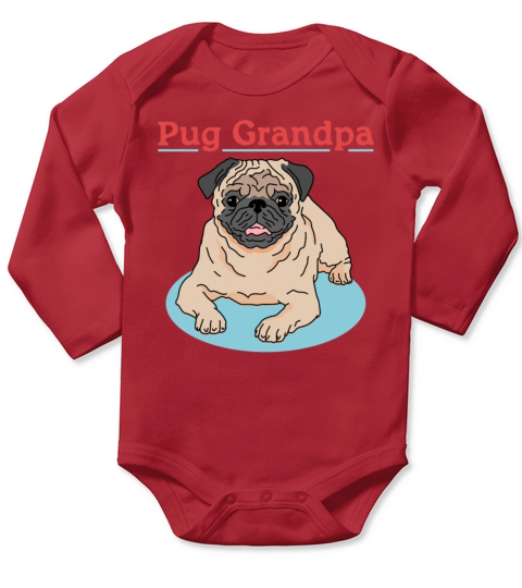 Pug Grandpa Dog Owner Pugs Long Sleeve Baby One-Piece
