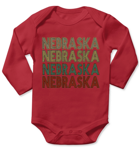 Retro America State Flag Vintage Nebraska Long Sleeve Baby One-Piece