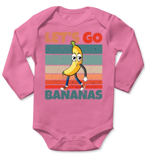 Retro Vintage Lets Bananas Funny Smirk Banana Long Sleeve Baby One-Piece