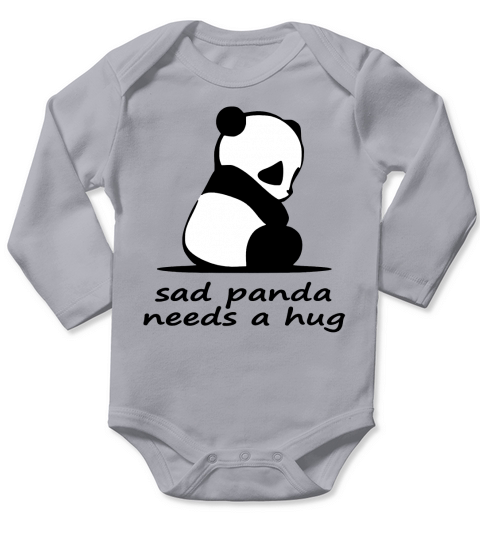 sad panda needs a hug Long Sleeve Baby One-Piece