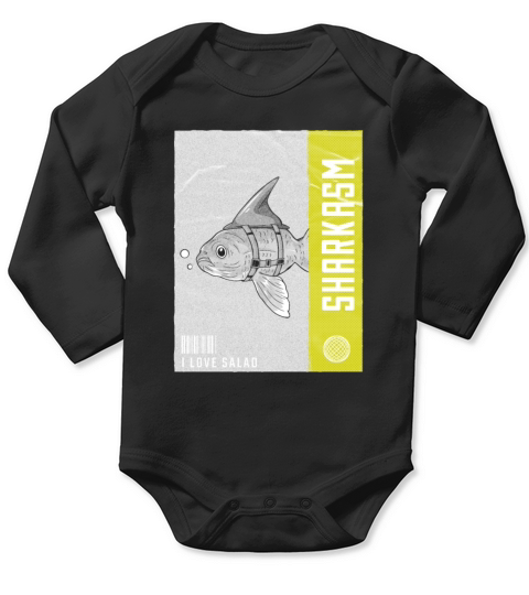 Sharkasm Quote Funny Animal Shark Pun Long Sleeve Baby One-Piece