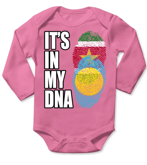 Surinamese And Palauan Vintage Heritage DNA Flag Long Sleeve Baby One-Piece
