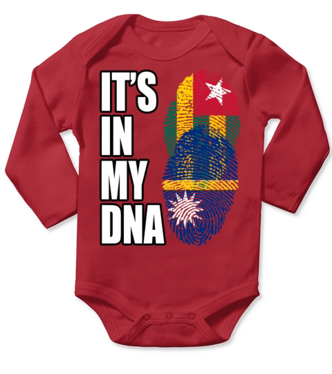 Togolese And Nauruan Mix Heritage DNA Flag Long Sleeve Baby One-Piece